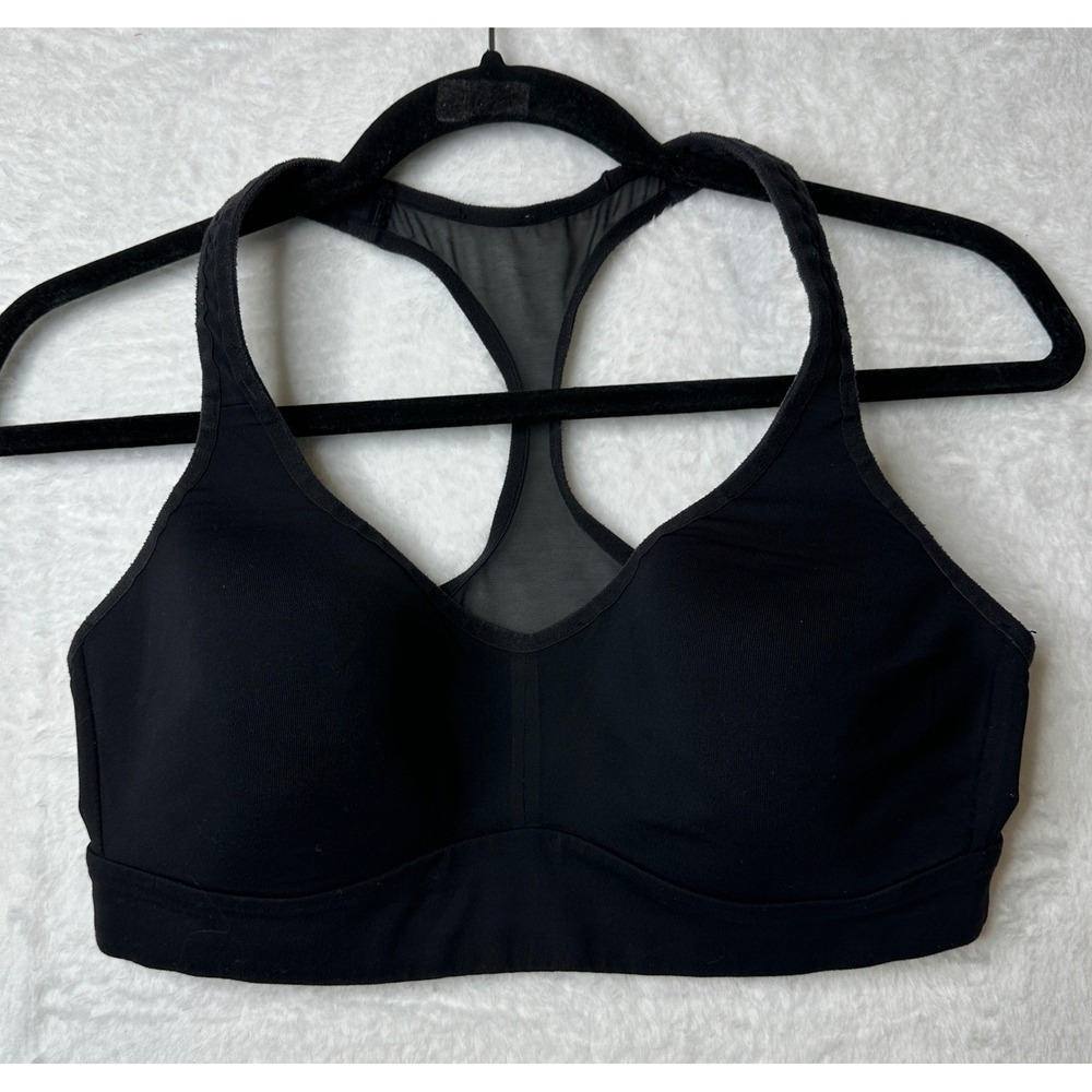 Lululemon Black Racerback Mesh Panel Sports Bra Molded Cups Activewear Size 8